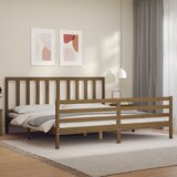 vidaXL Posteljni okvir z vzglavjem medeno rjav 200x200 cm trden les Cene