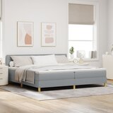 vidaXL Box Spring Bed z vzmetnico in LED lučjo svetlo siva 200x200 cm tkanina Cene