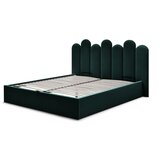 Bobochic Paris Zelena oblazinjena zakonska postelja s prostorom za shranjevanje z letvenim dnom 160x200 cm Badja – | Shoptok.si