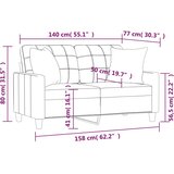 Dvosjed s ukrasnim jastucima sivi 140 cm od umjetne kože | shoptok.hr