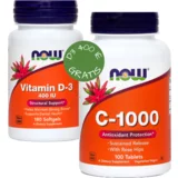 NOW C-1000 + Vitamin D3 400 IE, paket za odpornost