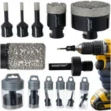 Set 6 diamantnih kronskih žag M14 za keramiko in kamen 6-68mm + adapter, (5000117392)