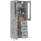 vidaXL Visoka komoda betonsko siva 69,5x34x180 cm inženirski les | Shoptok.si