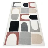 Preproga FUSION 0213 belo / temno roza - Geometrična, moderna, abstraktna 120x170 cm, (21998579)