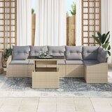  Vrtni Kavč Set 7 kosov Bež (okvir), Siva (blazine), (22064890) | Shoptok.si