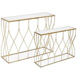 BIZZOTTO Pomoćni stolovi u setu 2 kom sa staklenom pločom stola u zlatnoj boji 33x104 cm Elenor – | shoptok.hr