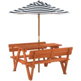  Stol za piknik za 4 djece sa suncobranom od masivne jelovine | shoptok.hr