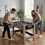  2 u 1 rotirajući stol za igru ​​124 cm, set stolova za stolni nogomet i bilijar za tinejdžere, smeđi | shoptok.hr