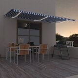 Tenda na ručno uvlačenje s LED svjetlom 600x350 cm plavo-bijela | shoptok.hr