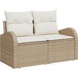 vidaXL 7-delni vrtni sofa set z blazinami bež poli ratan akacija | Shoptok.si