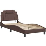  Okvir kreveta s LED svjetlima smeđi 90 x 200 cm od umjetne kože | shoptok.hr