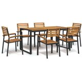  Vrtna garnitura - 7-dijelni vrtni blagovaonski set od bagremovog drva i metala - Dužina stola 160 cm 6 | shoptok.hr