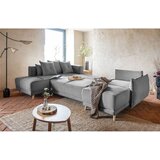 Miuform Siva sklopiva kutna garnitura od samta (s lijevim kutom/u obliku slova "U") Lazy Lukka – | shoptok.hr