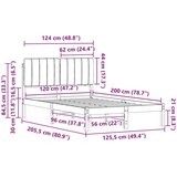  Krevetni okvir s tapiciranim uzglavljem - Prirodna i svjetlosiva 120 x 200 cm | shoptok.hr