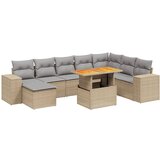 Maison Chic Seti vrtnega pohištva - Vrtna garnitura 9-delna z blazinami bež poli ratan, (21796342) | Shoptok.si