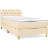  Box spring postelja z vzmetnico krem 80x200 cm blago, (20897284) | Shoptok.si