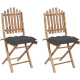 Maison Chic Zložljivi Vrtni Stoli - Stol za vrti 2 kosa z blazinami bambus JS2706, (21876321) | Shoptok.si