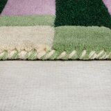 Flair Rugs zelena/vijolična ročno tkana volnena preproga 120x170 cm kai wool border – | Shoptok.si