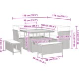  8-dijelni set vrtnih sofra s jastučićima Bež Poli ratan Acacia | shoptok.hr