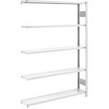 eurokraft pro Sestavljiv skladiščni regal, siv, VxŠ 2000 x 1300 mm, s 5 jeklenimi policami, priključni regal, nosilnost police 175 kg, globina 300 mm | Shoptok.si