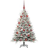 vidaXL Umjetna predsvetljena božićna jelka s kompletom kroglica Zelena | Shoptok.si