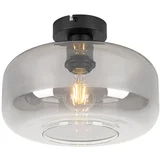 QAZQA Smart plafondlamp zwart met smoke glas incl. Wifi A60 - Bizle
