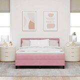  Box Spring postelja z vzmetnico in LED svetlobo roza 140x200 cm žamet, (22050137) | Shoptok.si