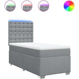  Okvir kreveta s oprugama i madrac svjetlosivi 90x200cm tkanina | shoptok.hr