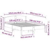  Okvir kreveta s uzglavljem voštano smeđi 120x190 cm od borovine | shoptok.hr