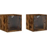  Noćni ormarići staklena vrata 2 kom boja hrasta 35x37x35 cm | Eponuda.com