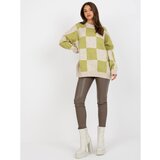 Fashion Hunters Light green and beige oversize sweater with a round neckline | Shoptok.si