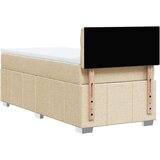 vidaXL Box spring postelja z vzmetnico krem 90x200 cm blago | Shoptok.si