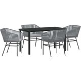  5-delni vrtni jedilni set s blazinami v sivi poli ratan, (22087525) | Shoptok.si