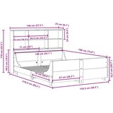 vidaXL Krevet s regalom za knjige bez madraca 140x190 cm masivno drvo | shoptok.hr