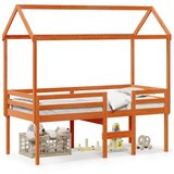 vidaXL Visoka postelja s streho voščeno rjava 90x190 cm trdna borovina Cene
