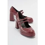 LuviShoes OREAS Women's Claret Red Pattern Heeled Shoes