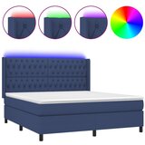 Maison Chic Box spring postelja - Vzmetna postelja z vzmetnico LED modra 160x200 cm blago SL16185, (21895948) | Shoptok.si