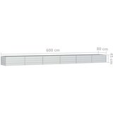 vidaXL Povišena vrtna gredica 600 x 80 x 45 cm pocinčani čelik srebrna | shoptok.hr
