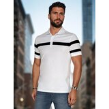 DStreet Koszulka męska polo z paskami biała | Shoptok.si