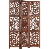 vidaXL Ročno izrezljan paravan 3-delni rjav 120x165cm trden mangov les | Shoptok.si