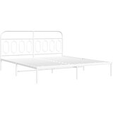 vidaXL Kovinski posteljni okvir z vzglavjem bel 193x203 cm, (21251422) | Shoptok.si