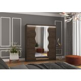 ADRK Drsna omara KANSAS z ogledalom in LED osvetlitvijo, 180 cm - OKOLADA | Shoptok.si
