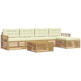 vidaXL Zunanja garnitura za sedenje 7 pcs Bela in krem Poliester, (5000271007) | Shoptok.si