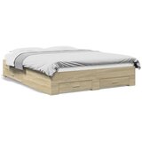 vidaXL Okvir za krevet s ladicama boja hrasta 140x200 cm drveni Cijene