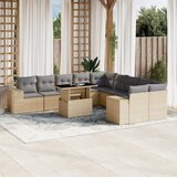 Maison Chic Seti vrtnega pohištva - Vrtna garnitura - Vrtni pohištvo set 11-delna z blazinami bež poli ratan, (21819067) | Shoptok.si