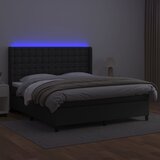  box spring s madracem LED crni 160x200cm od umjetne kože | shoptok.hr