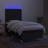  Box spring postelja z vzmetnico LED črna 90x200 cm blago, (20791549) | Shoptok.si