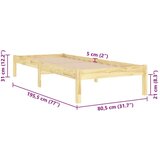  Okvir za krevet od masivnog drva 75 x 190 cm 2FT6 jednokrevetni | shoptok.hr