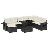 Maison Chic Seti vrtnega pohištva - Vrtna garnitura - Vrtni pohištvo set 8-delna z blazinami črn poli ratan, (21800348) | Shoptok.si