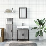  3-dijelni set kupaonskog namještaja siva boja hrasta drveni | Eponuda.com